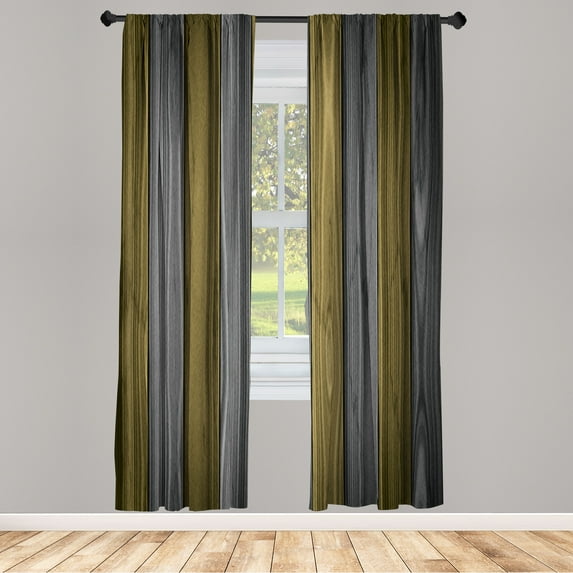 Ambesonne Rustic Curtains, Vertical Cottagecore Artwork, Pair of 28"x63", Grey Fawn