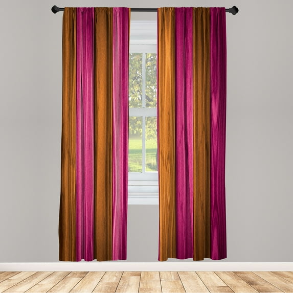 Ambesonne Rustic Curtains, Vertical Cottagecore Artwork, Pair of 28"x63", Magenta
