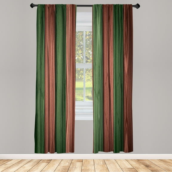 Ambesonne Rustic Curtains, Vertical Cottagecore Artwork, Pair of 28"x84", Forest Green