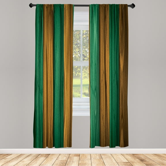 Ambesonne Rustic Curtains, Vertical Cottagecore Artwork, Pair of 28"x84", Hunter Green