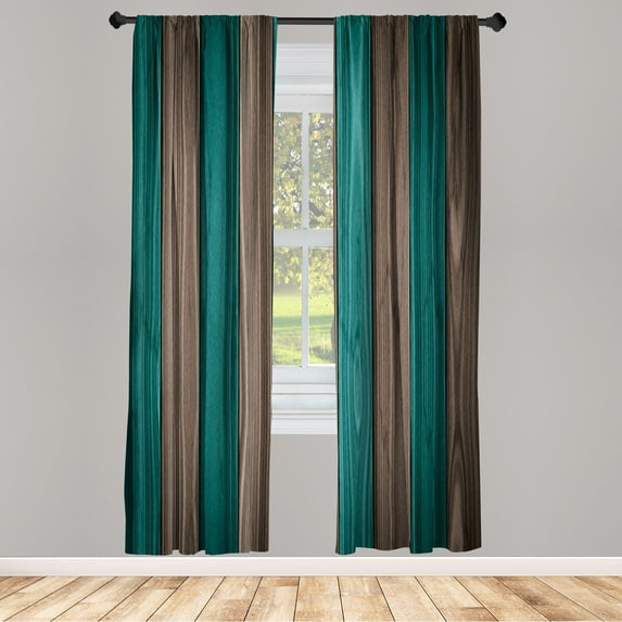 Ambesonne Rustic Curtains, Vertical Cottagecore Artwork, Pair of 28"x95", Cocoa Teal