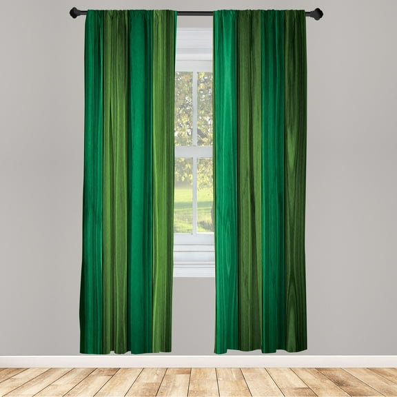 Ambesonne Rustic Curtains, Vertical Cottagecore Artwork, Pair of 28"x95", Olive Green