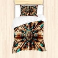 thumbnail image 1 of Ambesonne Rustic Duvet Cover Set, Ethnic Southwestern Feathers, Twin, Redwood and Dark Turquoise, 1 of 3