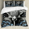 thumbnail image 1 of Ambesonne Rustic Duvet Cover Set, Monochrome Farmhouse Cow, King, Grey Black and Blue, 1 of 6