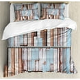 thumbnail image 1 of Ambesonne Rustic Duvet Cover Set, Rusty Screw Wooden Style, King, Brown White and Blue, 1 of 3