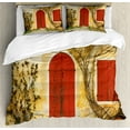thumbnail image 1 of Ambesonne Rustic Duvet Cover Sets, Aged Doors Tuscan House, 2-Queen, Yellow Beige Red, 1 of 7