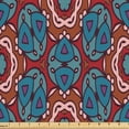 thumbnail image 1 of Ambesonne Rustic Fabric by the Yard Upholstery, Flora Ethnic Geometric Art, 3 Yards, Raspberry and Dark Turquoise, 1 of 5