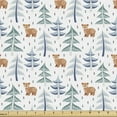 thumbnail image 1 of Ambesonne Rustic Fabric by the Yard Upholstery, Forest Cartoon Bear, 1 Yard, Grey Teal Pale Brown, 1 of 5