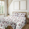 thumbnail image 1 of Ambesonne Rustic Fitted & Flat Sheet with Shams 4 Pcs Set, Feathers Repeating Colorful, Queen, Soft Pink and Dried Rose, 1 of 1