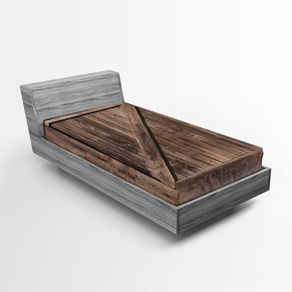 Ambesonne Rustic Fitted Sheet, Aged Door Vintage Rural, Twin Size, Brown