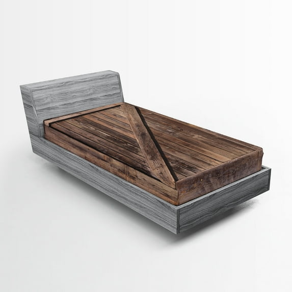 Ambesonne Rustic Fitted Sheet, Aged Door Vintage Rural, Twin XL Size, Brown