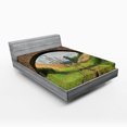thumbnail image 1 of Ambesonne Rustic Fitted Sheet, Bridge Railway Tranquil, Queen Size, Green Brown, 1 of 3