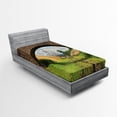 thumbnail image 1 of Ambesonne Rustic Fitted Sheet, Bridge Railway Tranquil, Twin Size, Green Brown, 1 of 3