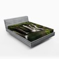 thumbnail image 1 of Ambesonne Rustic Fitted Sheet, Crotian Round Waterfall, Queen Size, Green and Brown, 1 of 3