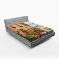 thumbnail image 1 of Ambesonne Rustic Fitted Sheet, Medieval Old Village, Full Size, Tan, 1 of 2