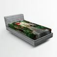 thumbnail image 1 of Ambesonne Rustic Fitted Sheet, Old Street Flowers, Twin Size, Grey Green, 1 of 2
