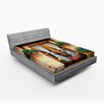 thumbnail image 1 of Ambesonne Rustic Fitted Sheet, Old Window and Flowers, Queen Size, Beige Green, 1 of 2