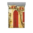 thumbnail image 1 of Ambesonne Rustic Fitted Sheet & Pillow Sham Set, Aged Doors Tuscan House, Full, Yellow Beige Red, 1 of 2