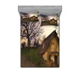 thumbnail image 1 of Ambesonne Rustic Fitted Sheet & Pillow Sham Set, Battered Stone House, Queen, Multicolor, 1 of 3