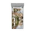 thumbnail image 1 of Ambesonne Rustic Fitted Sheet & Pillow Sham Set, Brugge Canal View, Twinxl, Multicolor, 1 of 2