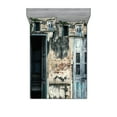 thumbnail image 1 of Ambesonne Rustic Fitted Sheet & Pillow Sham Set, Doors of Old Rock House, Queen, Teal Grey, 1 of 2