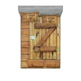 thumbnail image 1 of Ambesonne Rustic Fitted Sheet & Pillow Sham Set, Grunge Wooden Shutters, Queen, Brown Pale Brown, 1 of 2