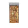 thumbnail image 1 of Ambesonne Rustic Fitted Sheet & Pillow Sham Set, Grunge Wooden Shutters, Twinxl, Brown Pale Brown, 1 of 2