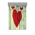 thumbnail image 1 of Ambesonne Rustic Fitted Sheet & Pillow Sham Set, Heart Wooden Wall, Queen, Red Pale Green, 1 of 2
