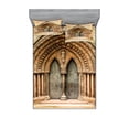 thumbnail image 1 of Ambesonne Rustic Fitted Sheet & Pillow Sham Set, Medieval Door, Queen, Cream, 1 of 2