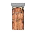 thumbnail image 1 of Ambesonne Rustic Fitted Sheet & Pillow Sham Set, Oak Door Stone Facade, Twinxl, Cream Brown, 1 of 2