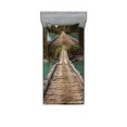 thumbnail image 1 of Ambesonne Rustic Fitted Sheet & Pillow Sham Set, River Pine Tree Forest, Twinxl, Brown Green, 1 of 3