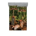 thumbnail image 1 of Ambesonne Rustic Fitted Sheet & Pillow Sham Set, Tropical Forest Palms, Queen, Brown Green, 1 of 2