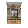 thumbnail image 1 of Ambesonne Rustic Fitted Sheet & Pillow Sham Set, View from Mountain Hut, Full, Brown Green, 1 of 2