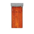 thumbnail image 1 of Ambesonne Rustic Fitted Sheet & Pillow Sham Set, Wood Timber Floor Orange, Twin, Orange Marigold, 1 of 2