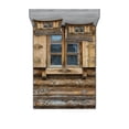 thumbnail image 1 of Ambesonne Rustic Fitted Sheet & Pillow Sham Set, Wooden Cottage Shutter, Full, Brown Beige, 1 of 2