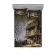 thumbnail image 1 of Ambesonne Rustic Fitted Sheet & Pillow Sham Set, Wooden Haunted House, Queen, Multicolor, 1 of 2