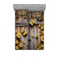 thumbnail image 1 of Ambesonne Rustic Fitted Sheet & Pillow Sham Set, Yellow Farmhouse Romance, Queen, Mustard Taupe Caramel, 1 of 2