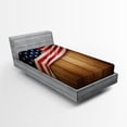 thumbnail image 1 of Ambesonne Rustic Fitted Sheet, Retro Wooden Country, Twin XL Size, Blue Red, 1 of 3