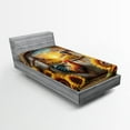thumbnail image 1 of Ambesonne Rustic Fitted Sheet, Sunset Rooster Sunflowers, Twin Size, Earth Yellow and Caramel, 1 of 3