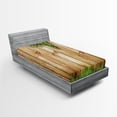 thumbnail image 1 of Ambesonne Rustic Fitted Sheet, Wooden Garden Fence, Twin XL Size, Green Brown, 1 of 3