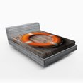 thumbnail image 1 of Ambesonne Rustic Fitted Sheet, Wooden Hardwood Grunge, Full Size, Tan Orange White, 1 of 2