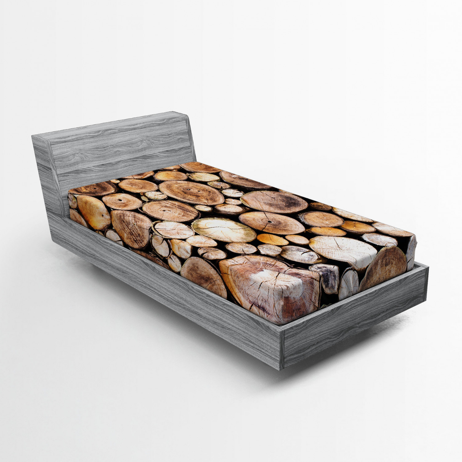 Rustic Sheet Ambesonne Rustic Fitted Sheet, Wooden Logs Oak Tree, Twin Size, Pale ...