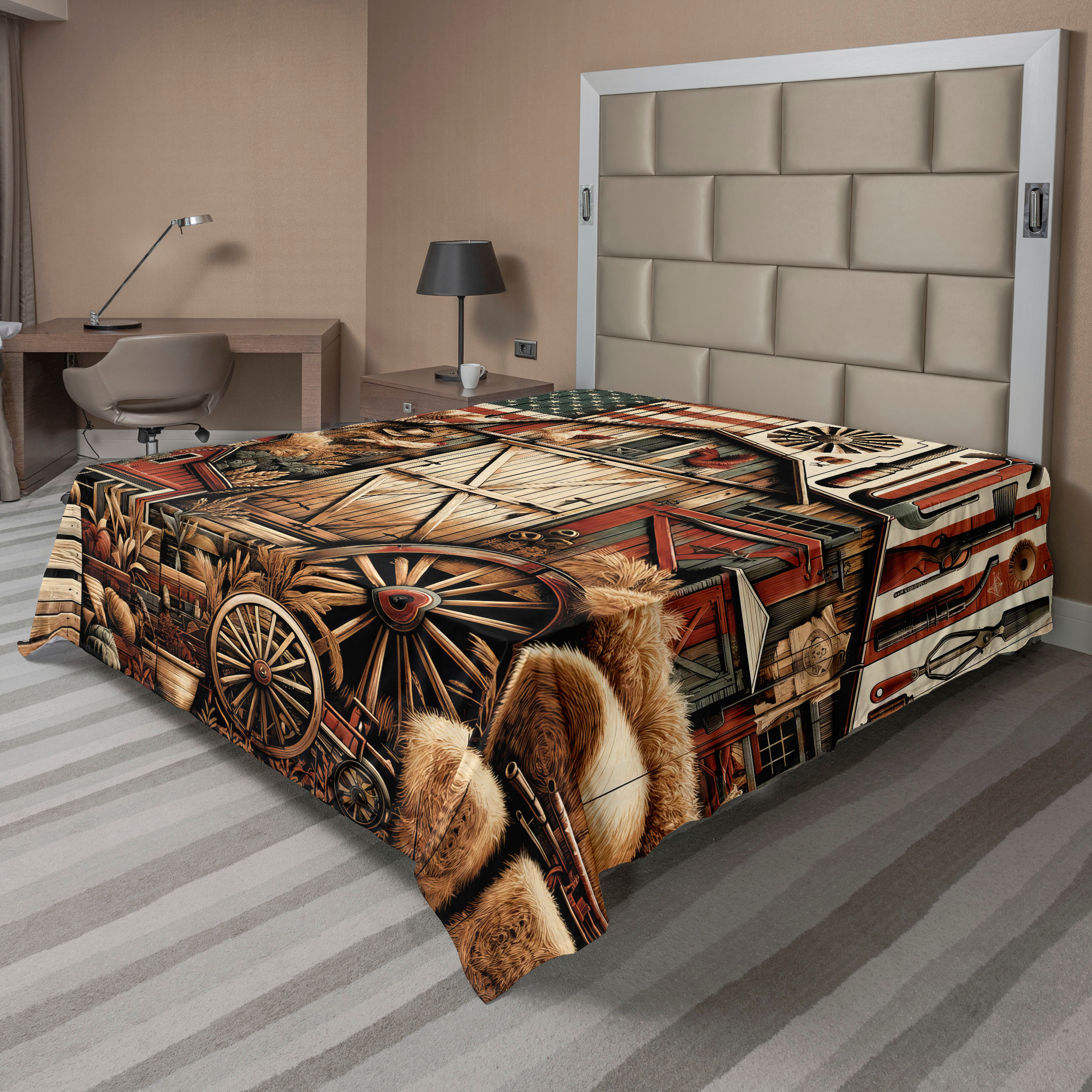Rustic Sheet Ambesonne Rustic Flat Sheet, American Barn Western Farm, Full Size ...