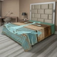 thumbnail image 1 of Ambesonne Rustic Flat Sheet, Nautical Rustic, Full Size, Pale Blue Brown Teal, 1 of 1