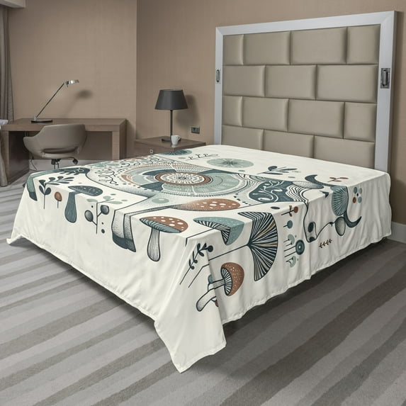 Ambesonne Rustic Flat Sheet, Traditional Southwestern, California King, Paprika Petrol Blue