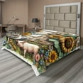 thumbnail image 1 of Ambesonne Rustic Flat Sheet, Vintage Farm Pig and Horse, California King, Mustard Green Taupe, 1 of 1