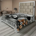 thumbnail image 1 of Ambesonne Rustic Flat Sheet, Vintage Farmhouse Cow Cheeks, Queen Size, Grey Black and Orange, 1 of 1