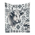 thumbnail image 1 of Ambesonne Rustic Fleece Throw Blanket Botanical Southwestern Cow 60"x80" Dark Blue Grey and White, 1 of 5