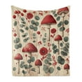 thumbnail image 1 of Ambesonne Rustic Fleece Throw Blanket Floral Woodland Mushrooms 50"x70" Champagne Dark Coral, 1 of 5