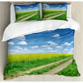 thumbnail image 1 of Ambesonne Rustic Home Duvet Cover Sets, Flower Field, 2-King, Green Blue White, 1 of 3